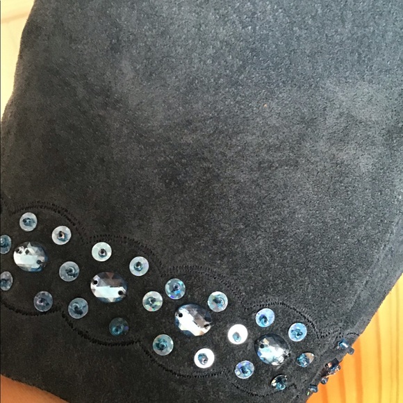 VIA ACCENTI SUEDE FRINGE BLINGY DUSTER JACKET 16W - Picture 6 of 11